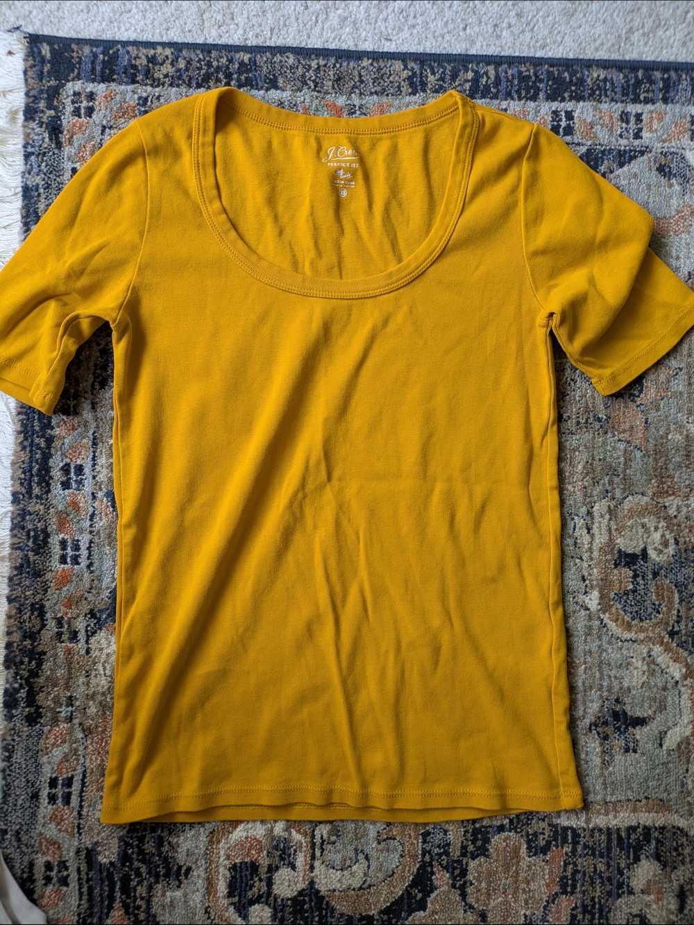 J. Crew Perfect Tee Scoop Neck Short Sleeve - Mustard